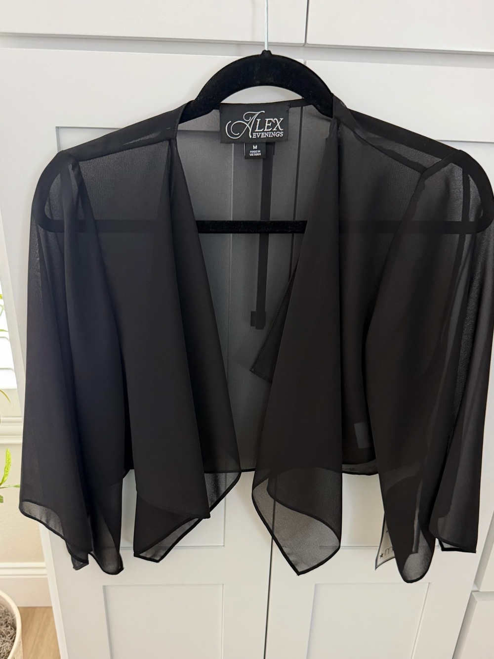 Alex Evenings Black Sheer Bolero Jacket